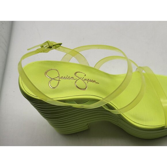 Jessica‎ Simpson Cholena Womens Neon Yellow Strappy Platform Wedge Sandals 7M - Picture 9 of 9